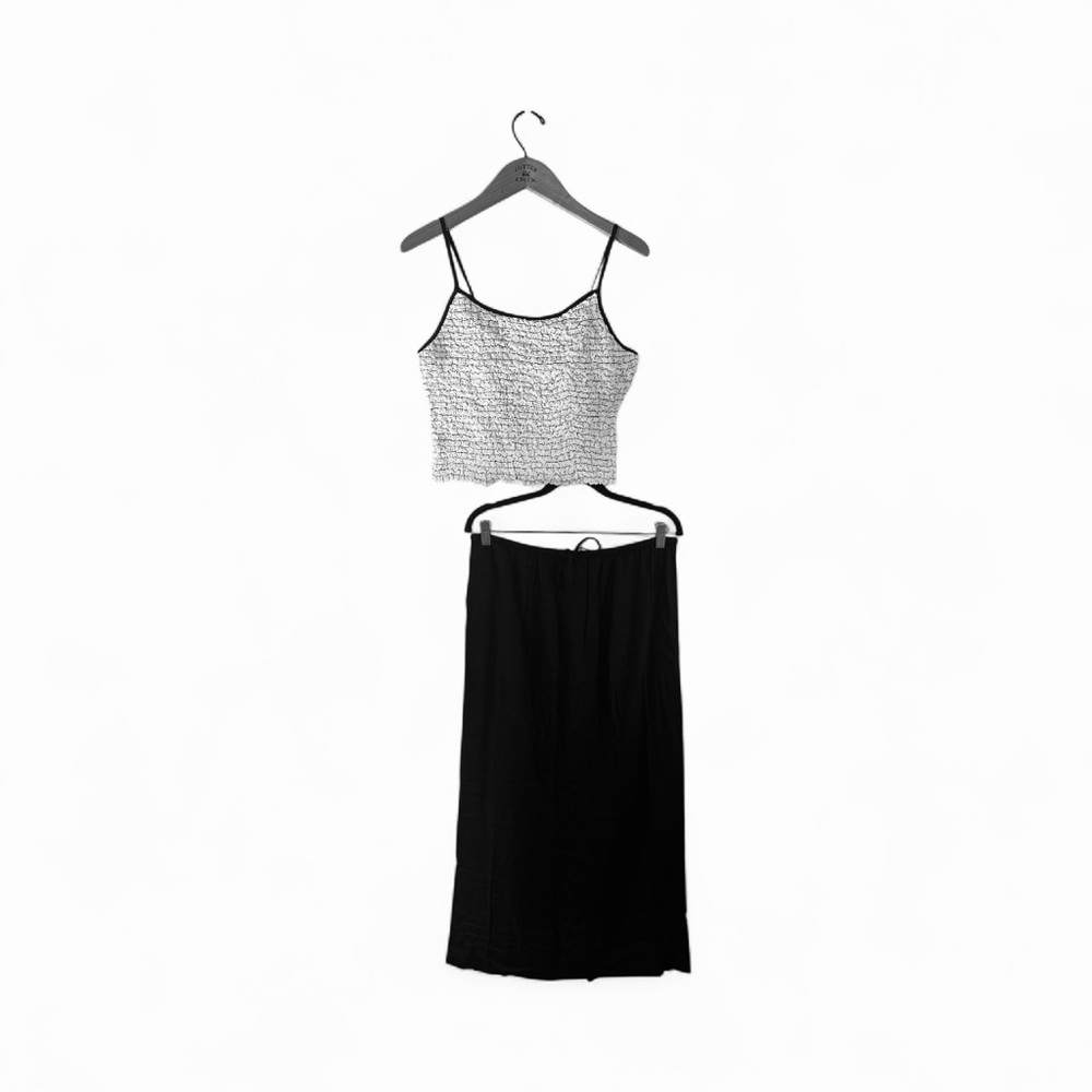 Free People Free-Est Linen Skirt Set Size Medium Black White Two Piece Set - Picture 3 of 15